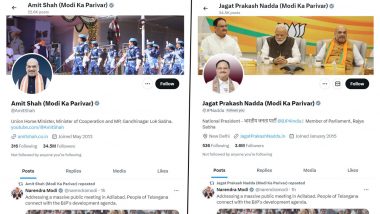 Home Minister Amit Shah, BJP Chief JP Nadda and Other Party Leaders Change Their X Bio in Solidarity With PM Narendra Modi Post RJD Chief Lalu Yadav's 'Parivarvaad' Jibe (See Pics)